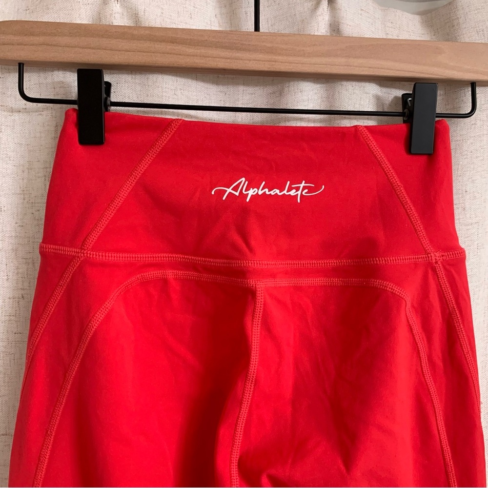 Alphalete No Front Seam Legging Tight Formula Red XS Like New - Picture 3 of 8